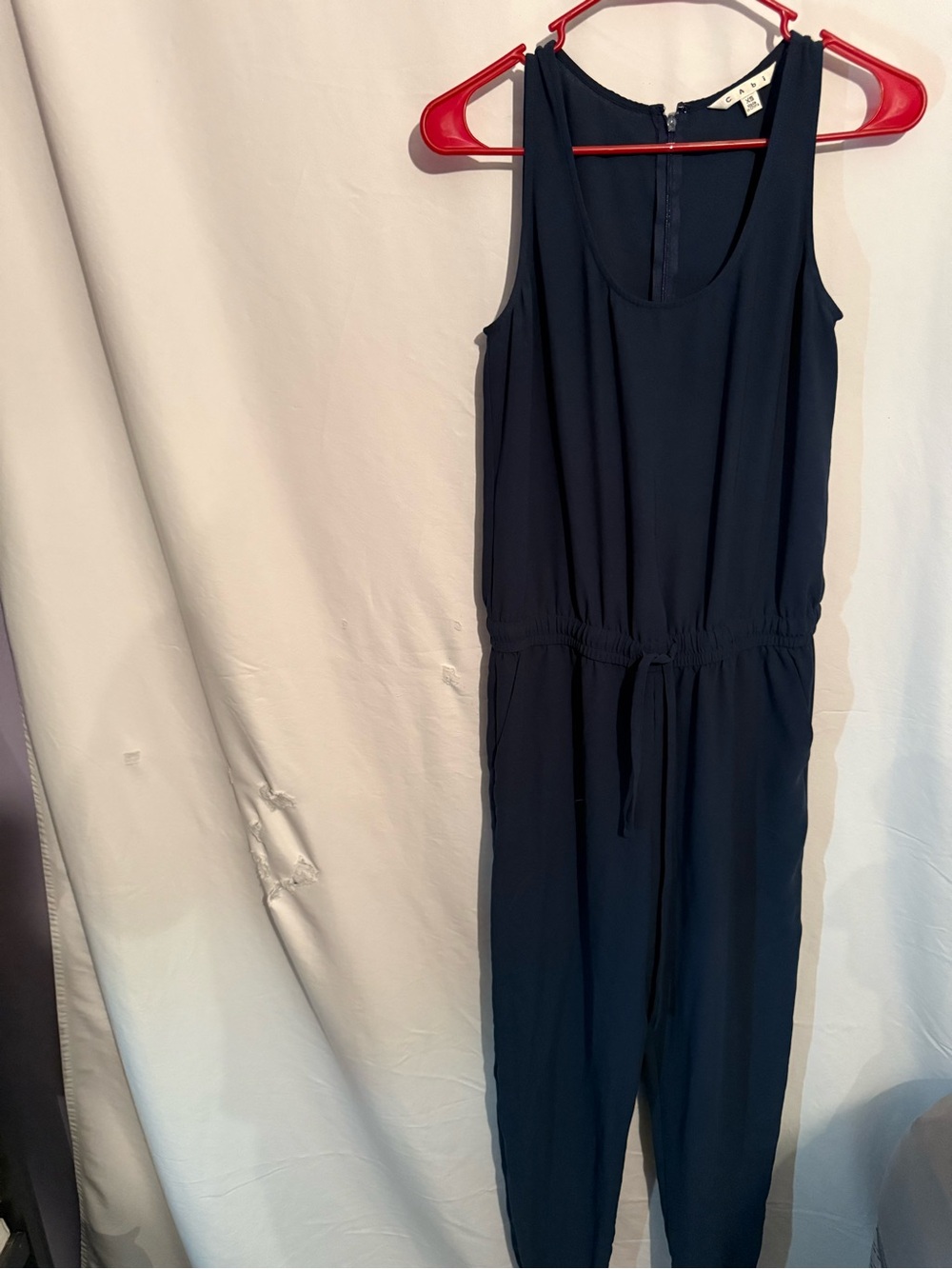 CAbi women’s navy blue sleeveless jumpsuit, Style #303, size XS.